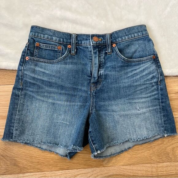 Madewell 26 High Rise Denim Shorts raw hem spring summer festival distressed - Picture 1 of 6